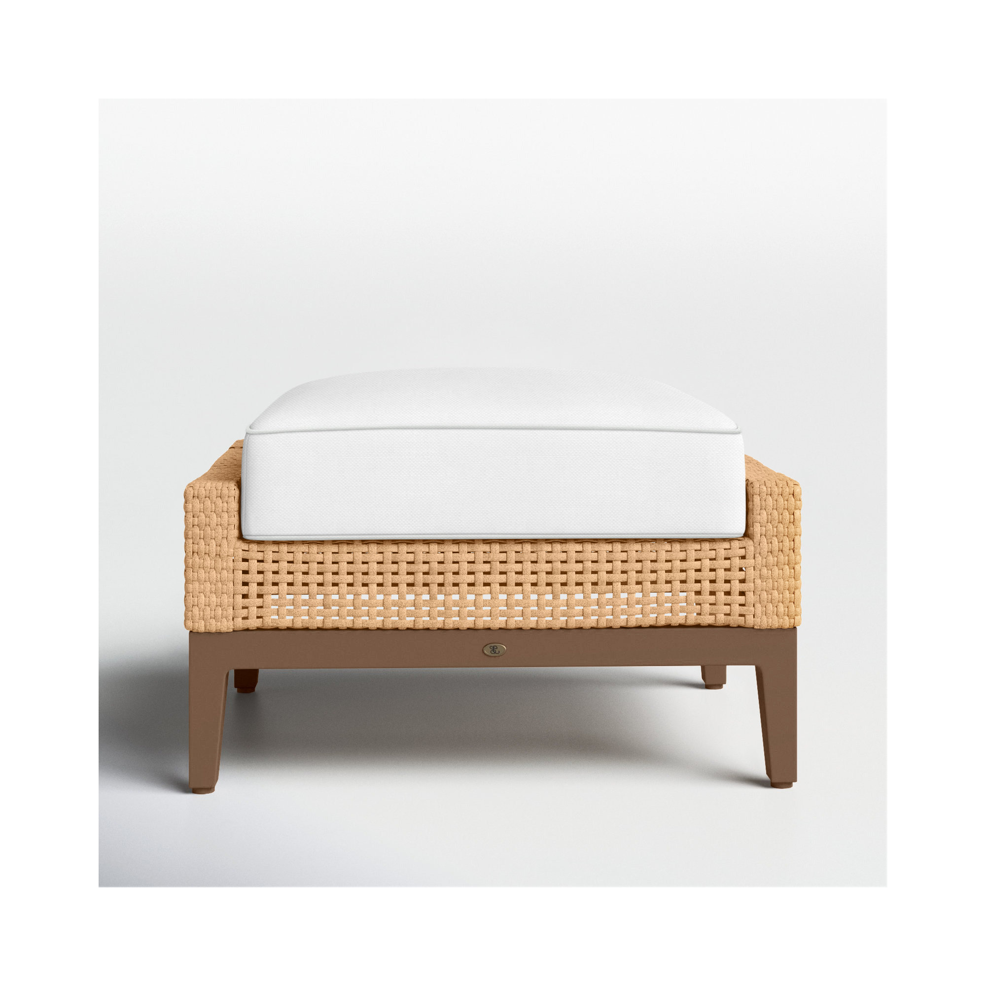 Peninsula Wicker Outdoor Woven Ottoman, Peninsula #37 Light Raffia/Natural, Welt + Standard fill, Natural White