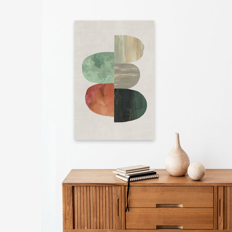 «Evolving Energy I», collage abstrait, technique mixte de formes géométriques, H 24 po x l 16 po