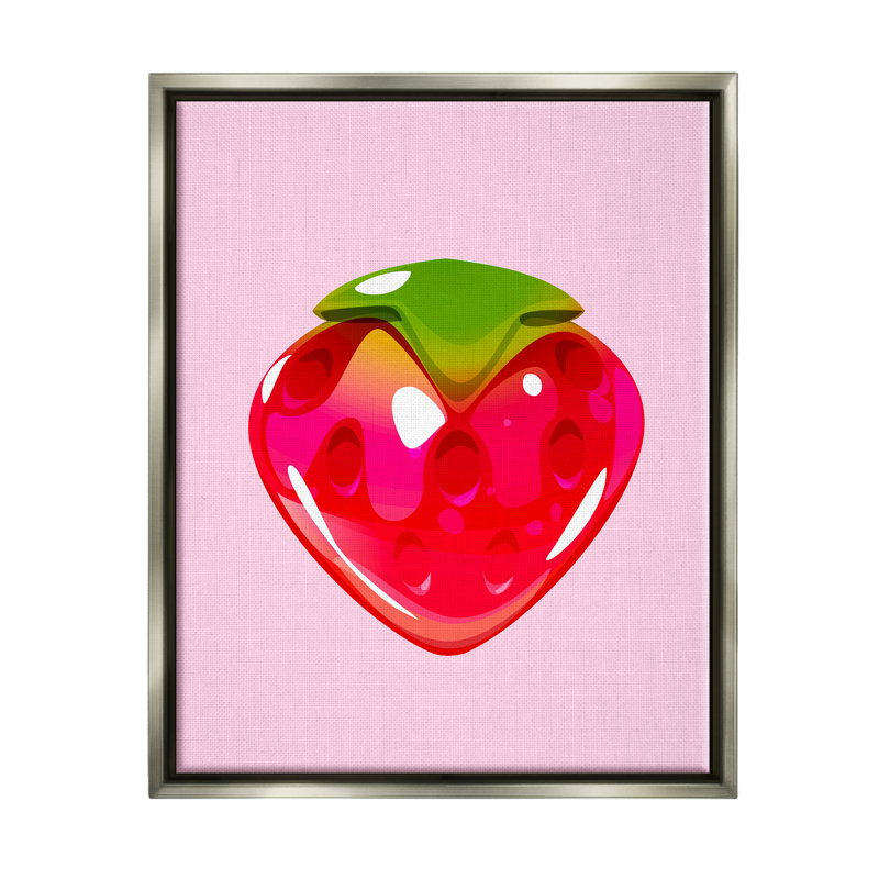 «Strawberry Gummy Candy» encadré sur bois par Lil 'Rue, impression, H 21 po x l 17 po x P 1,7 po, Cadre flottant gris lustré