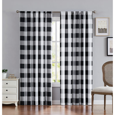 Buffalo Plaid Semi Sheer Curtain Pair