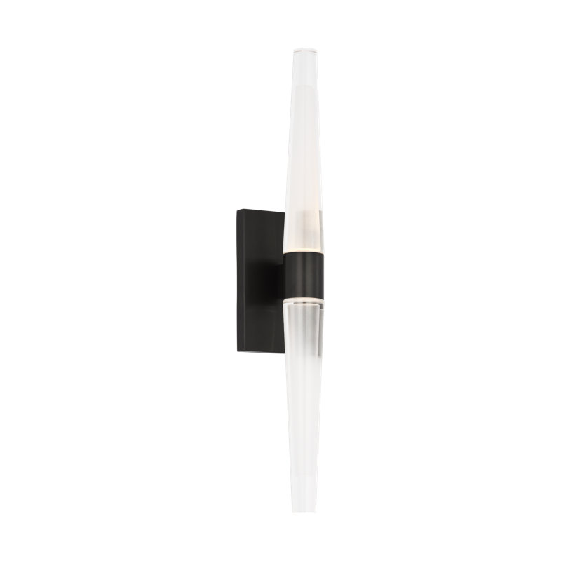 Sean Lavin Lassell 2-light single tall wall sconce in polished nickel finish with crystal shades, Bronze