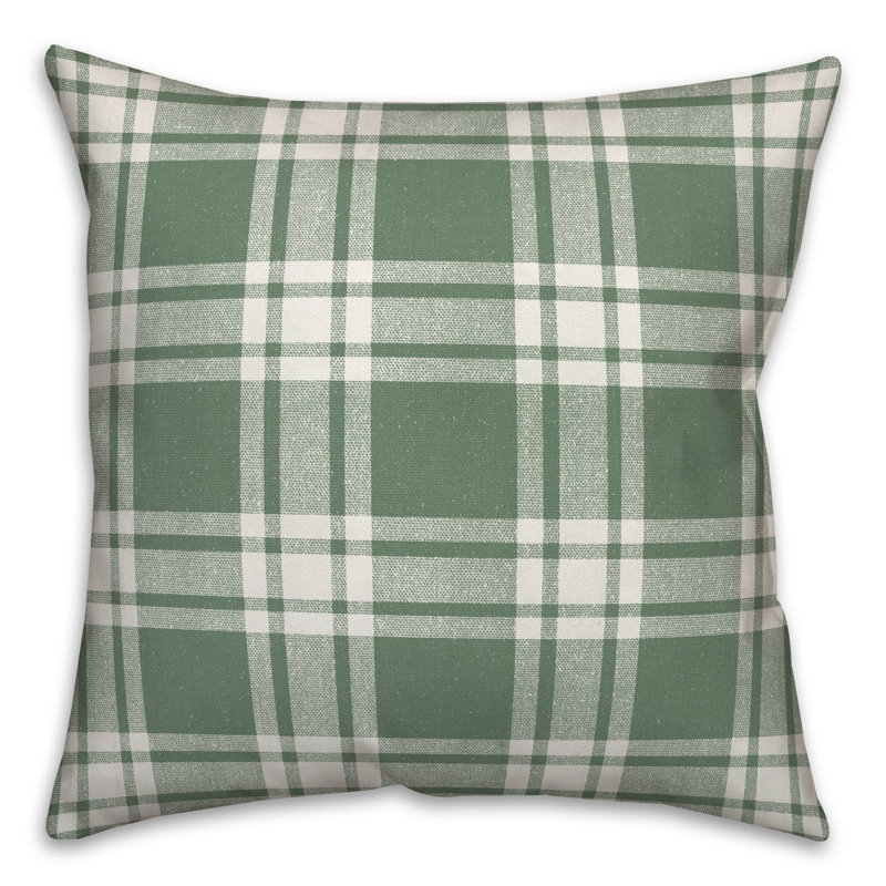 Housse et insert de coussin d'extérieur carré à motif écossais Distress 3, 18 po x 18 po, Vert