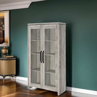 ?69" Grey Driftwood Tall Cabinet – 2-Door Coastal Storage with Removable Shelves?