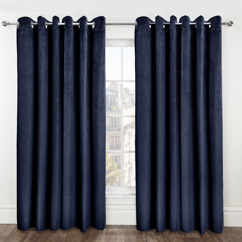 Blackout Curtain Panel Pair, 116cm Width x 137cm Drop, Blue