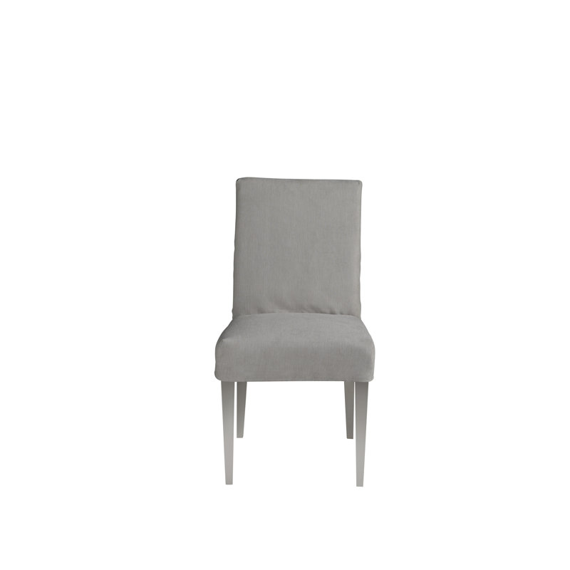Beige Upholstered Parsons Side Chair with Wood Frame