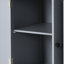 Chariot pour îlot de cuisine avec plateau en bois massif et roues verrouillables, largeur de 54,3 pouces, armoire à 4 portes et deux tiroirs, support à épices, support à serviettes (gris bleu)-1351783127