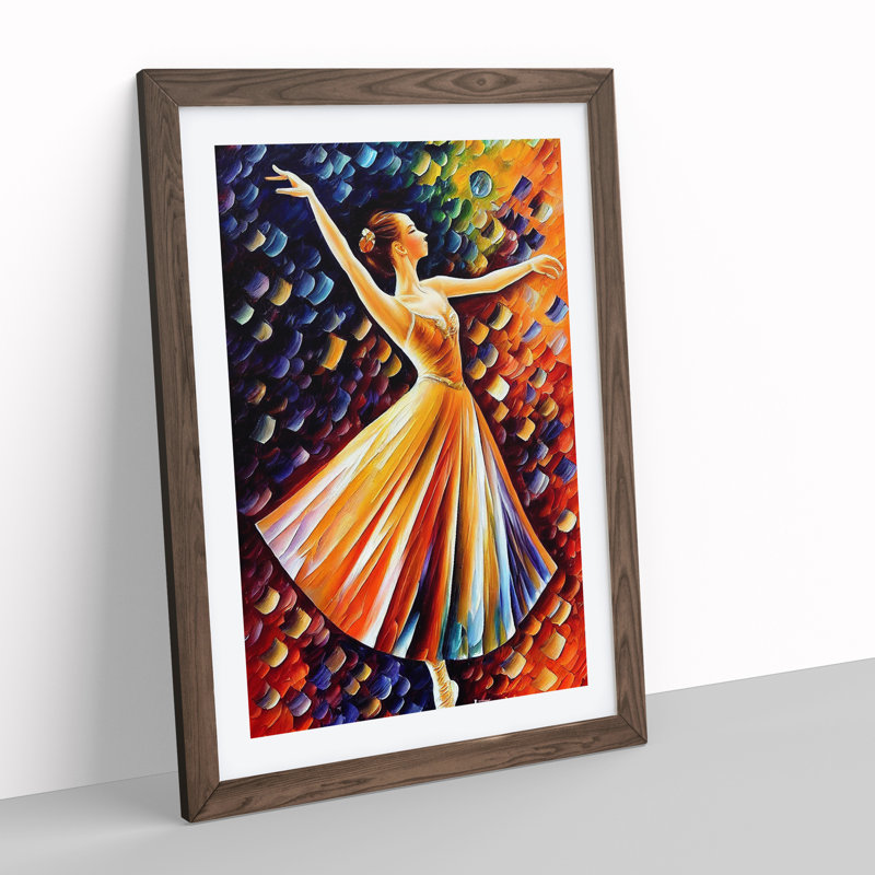 Ballerina Dancer No.3 1 Piece Single Picture Frame Painting, 64cm H x 46cm W x 2cm D, Walnut Framed