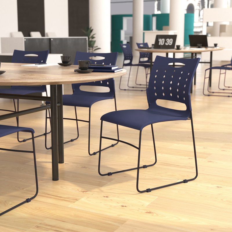 Navy Sleek Metal 881 lb Capacity Ergonomic Stack Chair
