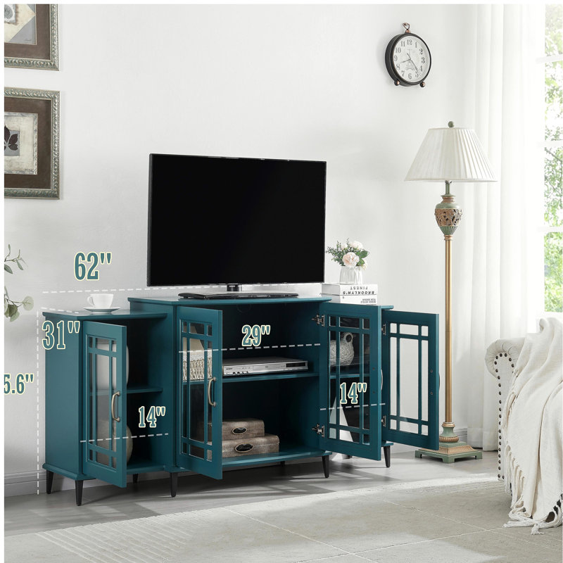 Meuble télé 62 po, buffet Buffet, bleu sarcelle