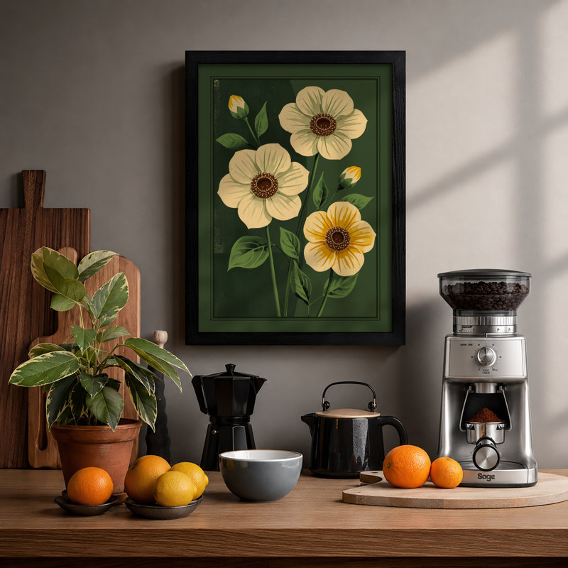 Study Botanical - Framed Print, Black, A3 - 42.0 x 29.7 cm