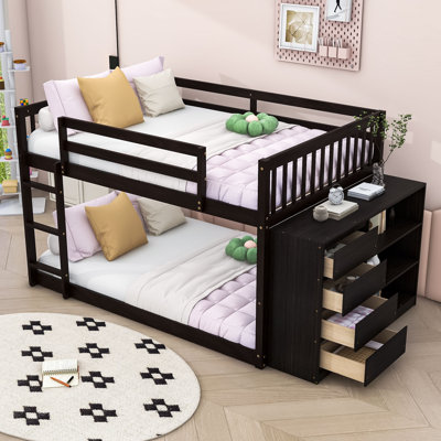 Kialah Space-Saving Bunk Bed With Built-In Storage And Slats