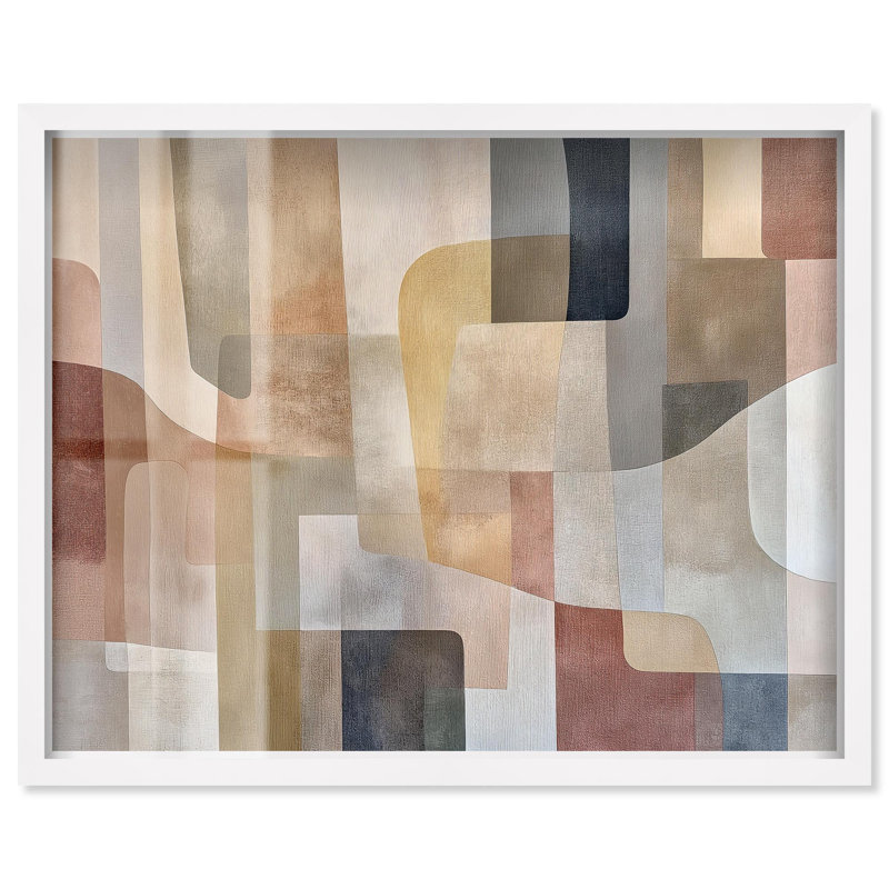 «Liminal Shapes III Shadowbox Print Midcentury» par Art Remedy, H 21 po x l 25 po, Blanc