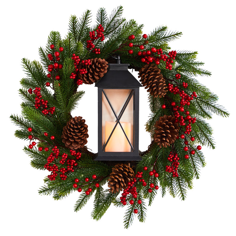 Faux Lighted 28'' Wreath