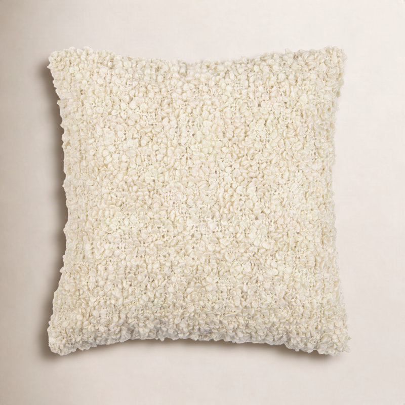 Anella Polyester Throw Square Pillow Cover, 22"H x 22"W, Beige, Polyester/Polyfill
