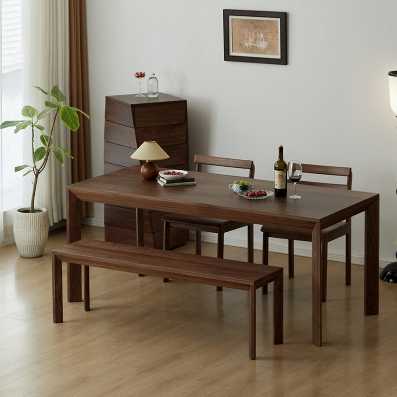 Ensemble de table de salle à manger simple et confortable en bois massif, H 29,52 po x L 70,86 po x l 31,49 po, Noyer