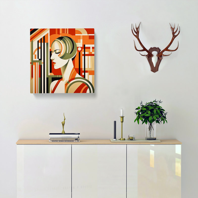 Art Deco Woman Bauhaus - Wrapped Canvas - Framed Print, 35cm H x 35cm W x 3cm D