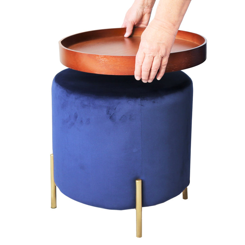 Connell 43cm Wide Round Solid Colour Standard Ottoman
