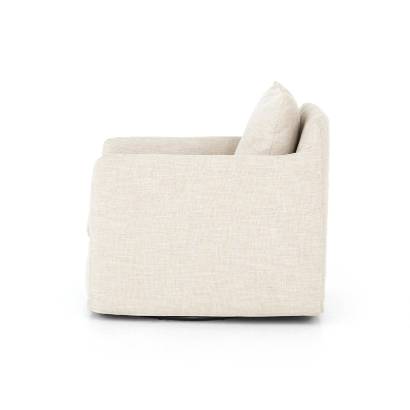 Banks Swivel Slipcovered Armchair, Cambric Ivory