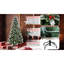 Arbre de Noël de 4 pi avec 747 pointes, baies rouges décorées et pin, branches pe + enneigées, structure à charnières à installation rapide et simple, support en métal pour fêtes de fin d'année robuste