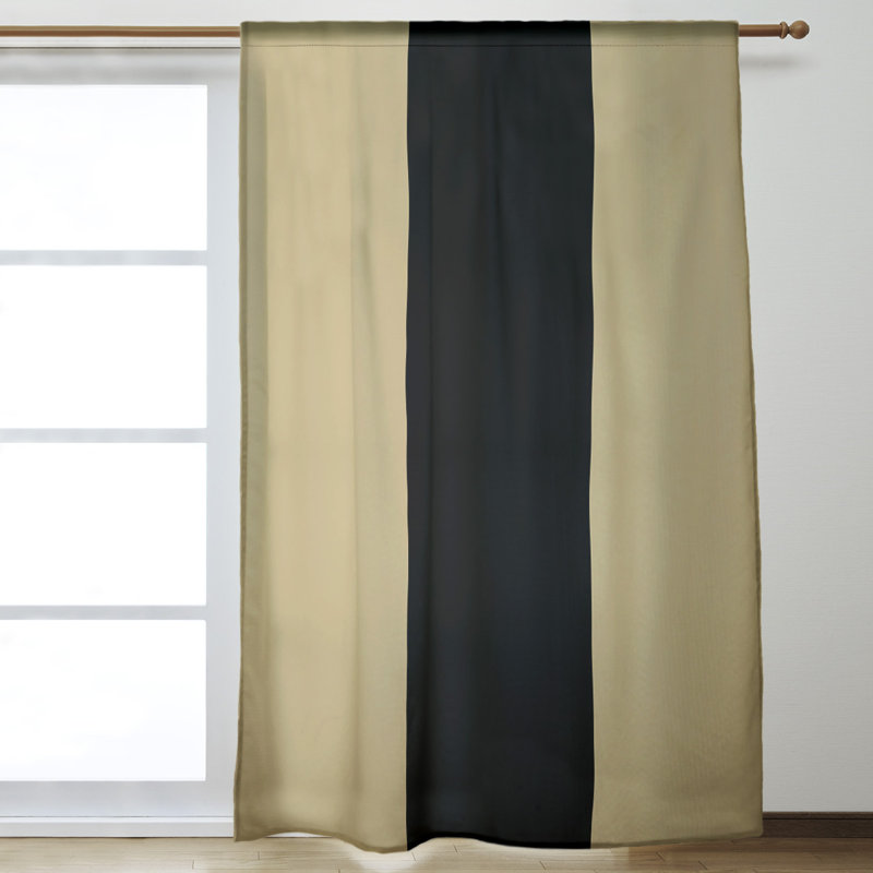 Panneau de rideau simple occultant avec passe-tringle footing stripes New Orleans, Gold/Black Middle