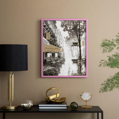 «Stroll Through Paris II», reproduction encadrée - bois massif