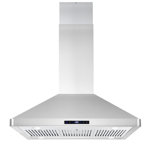 Cosmo 36 in. Lumin Collection Ductless Island Range Hood, Soft Touch Controls, Permanent Filters, LED Lights, Stainless Steel