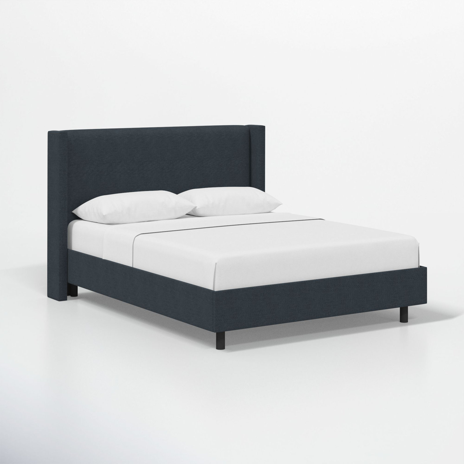 Hanson Upholstered Wingback Platform Bed, Classic Navy Linen, California King
