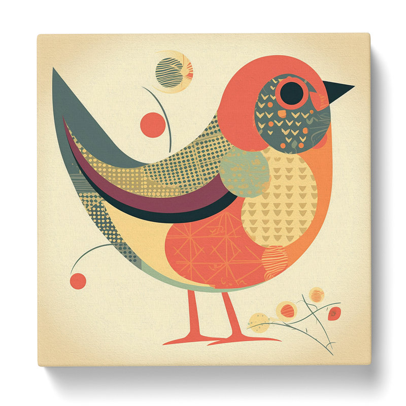 Bird Retro No.4 - Print, 35cm H x 35cm W x 3cm D