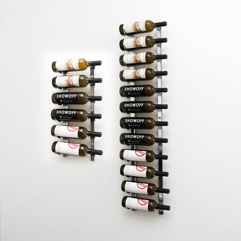 18 Bottle Wall Mounted Wine Bottle Rack, Brushed Nickel
