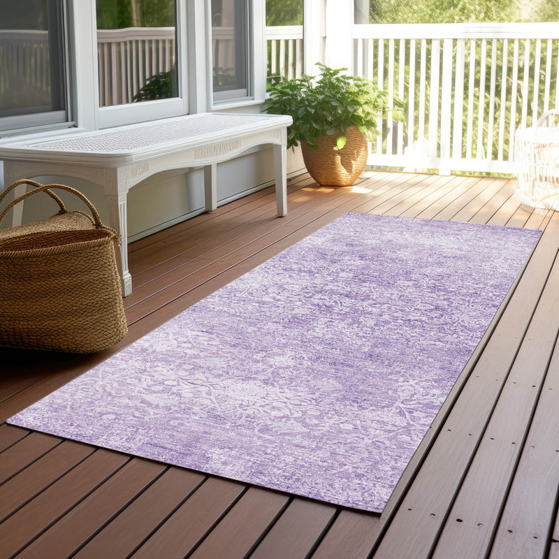 Machine Washable Indoor/Outdoor Xhevrie Lilac Rug, Runner 2'3" x 7'6"