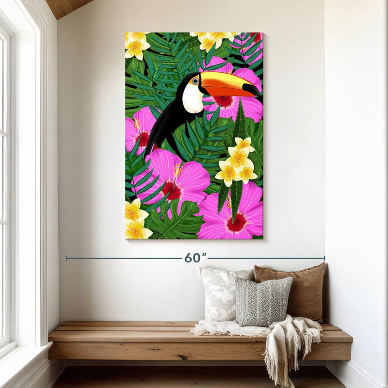 Tropical Toucan Illustration, 48" H x 32" W