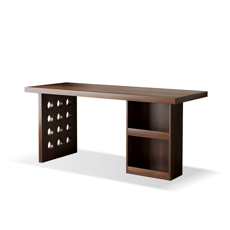 Bureau rectangulaire en bois massif Nu-brun,  H 29,53 po x l 62,99 po x P 23,62 po