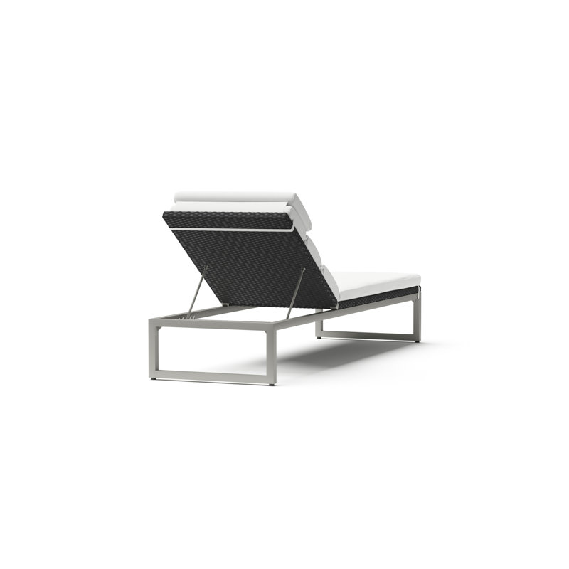 Milo Reclining Chaise Lounge with Cushion, Espresso, Maxim Beige