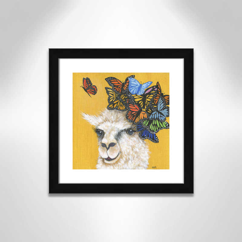 Art sur toile llama, H 18 po x l 18 po x P 0,625 po, Cadre noir