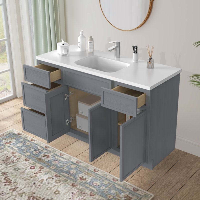 Base de meuble-lavabo simple 54 po seulement, Argent argent