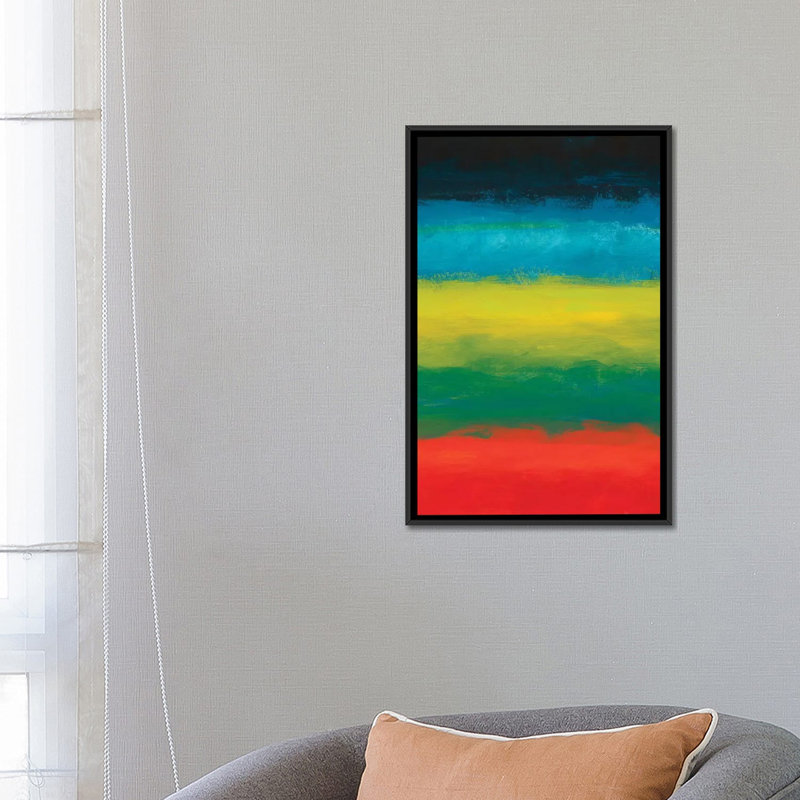 «Night Coast II» par Jan Weiss, peinture sur toile tendue, H 26 po x l 18 po x P 1,5 po, Toile encadrée noire, Pas de tapis