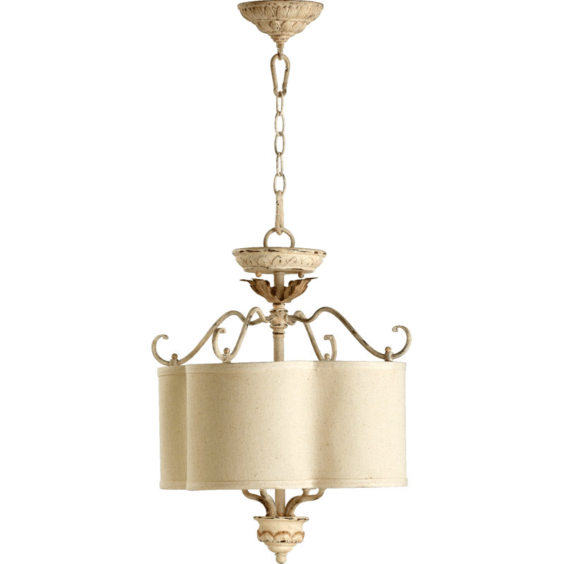 Lustre tambour 4 lumières Solange, Blanc perse