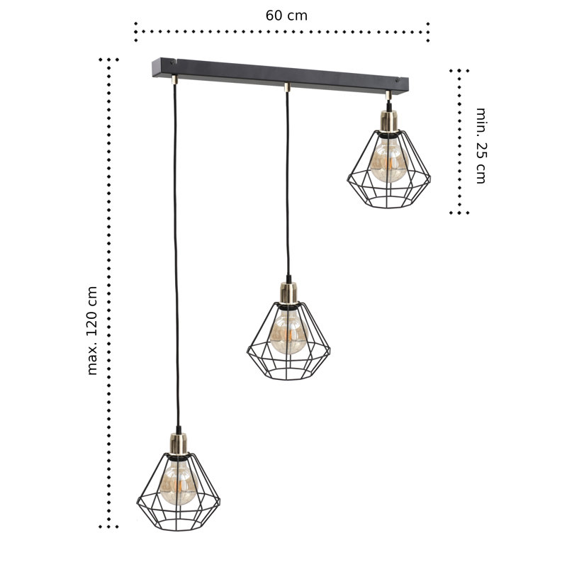 Gertie 3 - Light Geometric Pendant, Gold