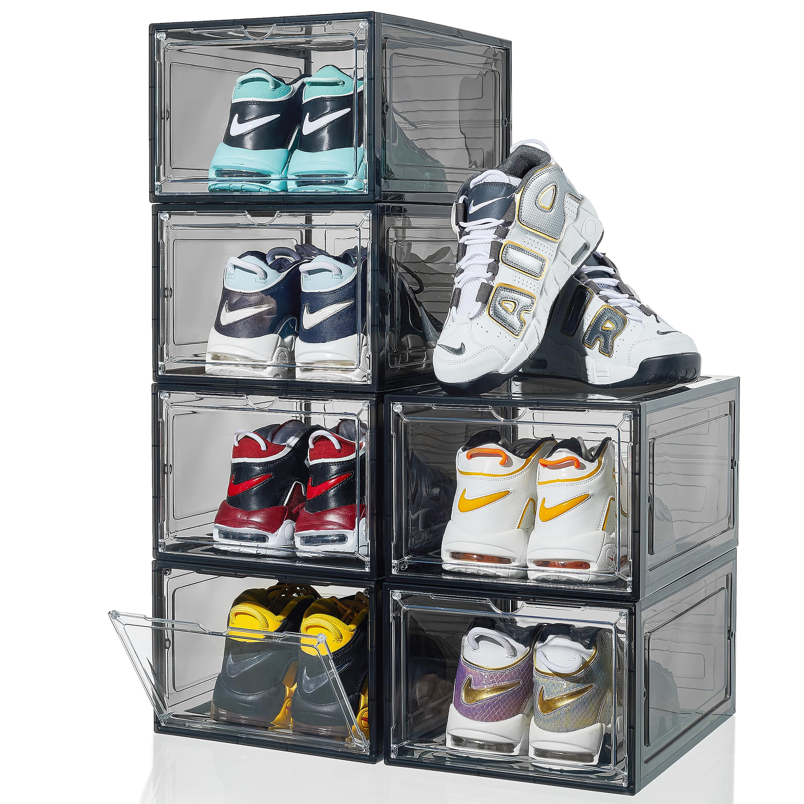 Storage Organizer Front Entry Stacking Shoe Box Storage Cabinet