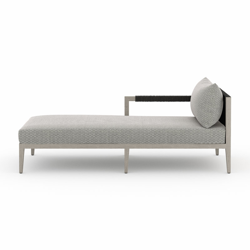 Sherwood Outdoor Teak Chaise Lounge, Washed Brown/Gray, Ash