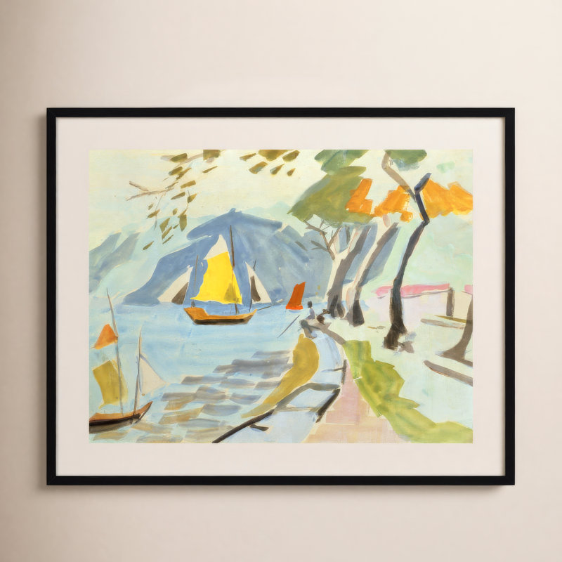 «Macau Shoreline», reproduction encadrée sur papier par Anne Durham, Noir, H 33 po x l 41 po x P 1 po