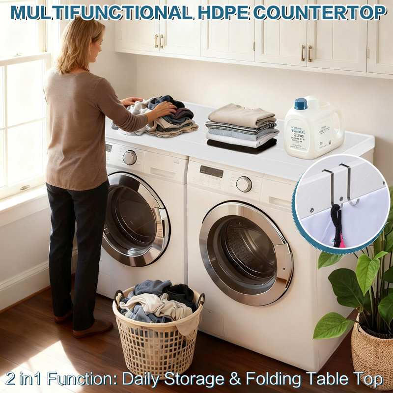 Hdpe Washer Dryer Countertop, No-installation Laundry Topper For Washer And Dryer, Waterproof Odorless Countertop For Laundry Room Storage, 54" X 27"