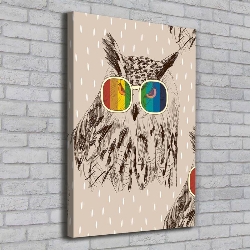 Owls In Glasses - Wrapped Canvas Print