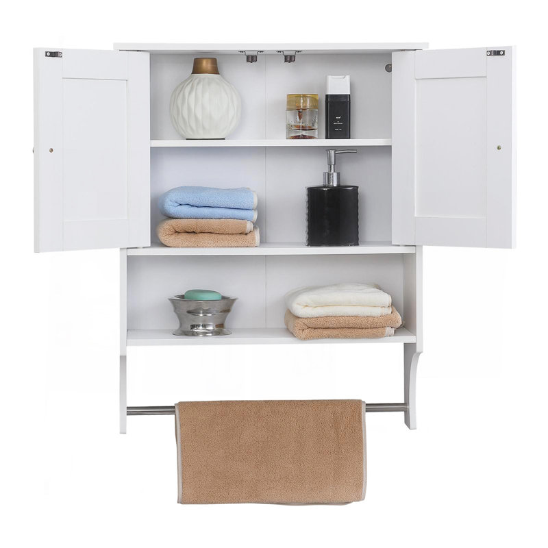 Over The Toilet Storage Cabinet,Farmhouse Medicine Cabinet With 2 Door And Adjustable Shelves,21.65 X 7.1 X 27.6 Inches, Bathroom, Living Room, White