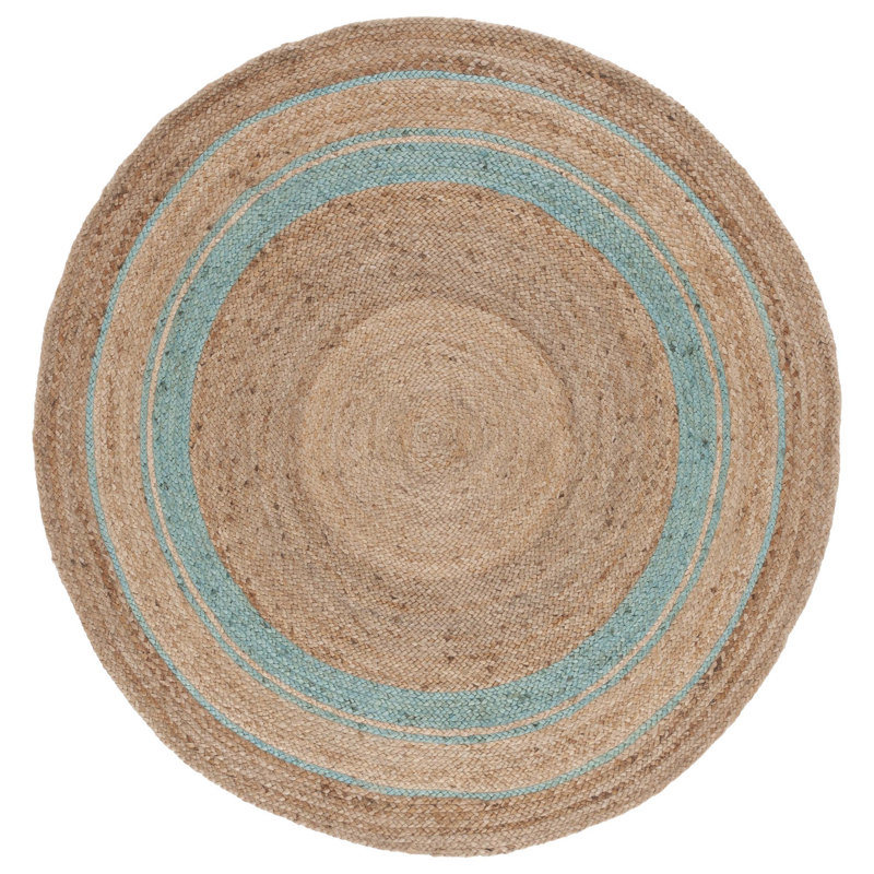 Southshore Natural Fiber Hand Woven Jute Striped Rug, Round 5'