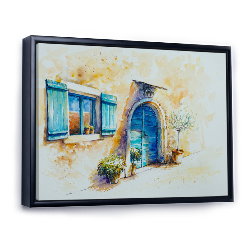 Volet bleu pour porte et fenêtre - Décoration murale traditionnelle en toile, H 34 po x l 44 po x P 1,5 po