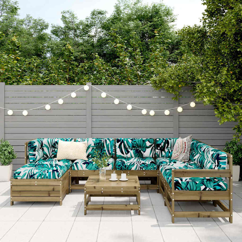 8 Piece Garden Sofa Set White Solid Wood Pine, Impregnated Wood