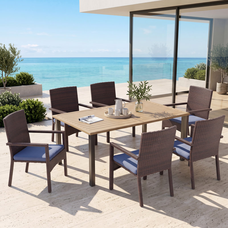 6 - Person Patio Dining Set with Rectangular Table , Cushions Included