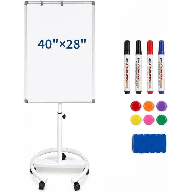 Magnétique tableau blanc roulant, roues à hauteur réglable effaçables à sec