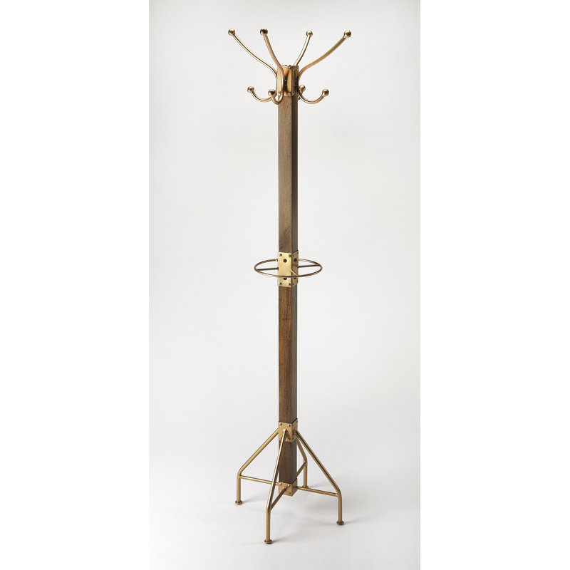 Logan Metal Freestanding Coat Rack, Antique Gold